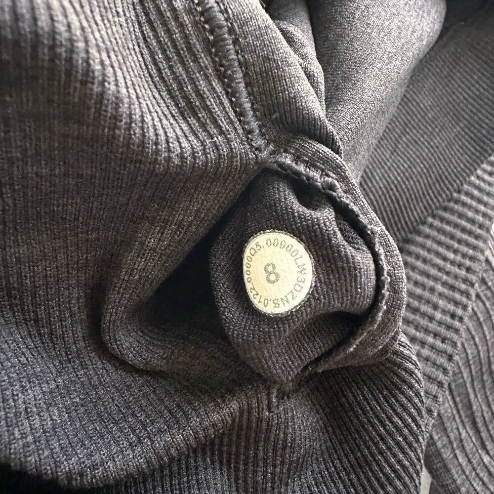 Lululemon Ebb To Street Long Sleeve Ribbed Crop Top Women’s Black SIZE 8